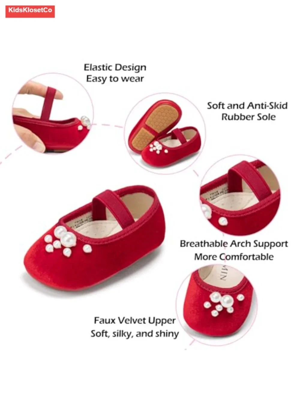 Baby Girls Mary Jane Flats - Soft Rubber Sole Toddler Walking Shoes Princess